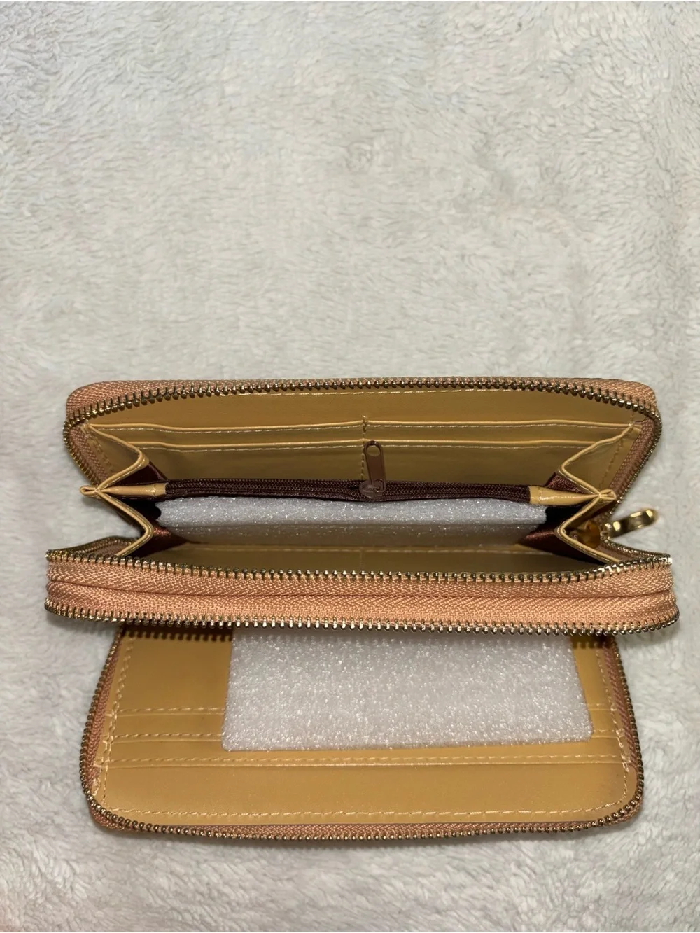 Cork Natural Brown Floral Zip Long Wallet